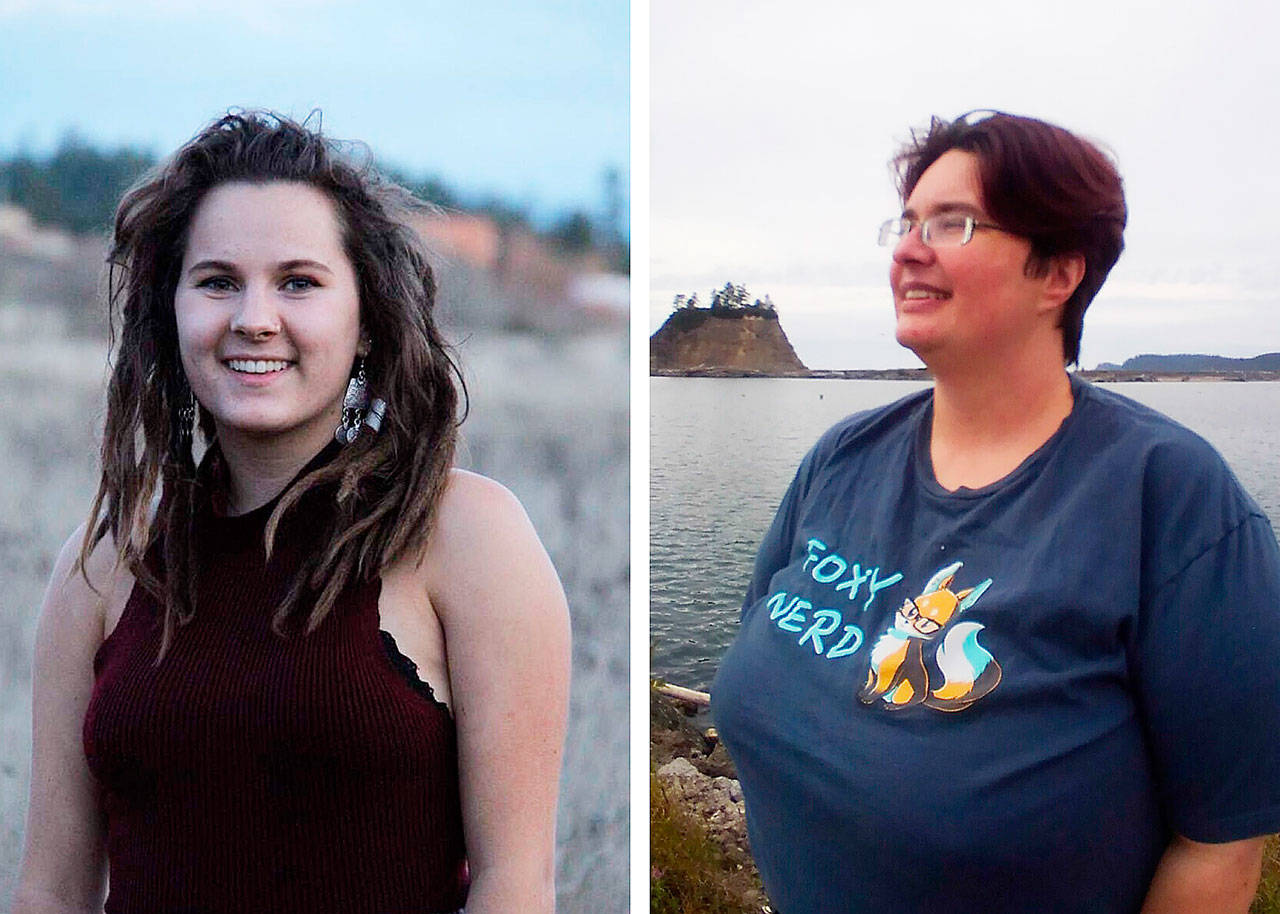 Sequim High student Alyssa Lofstrom, left, and Quileute Tribal School teacher Alice Ryan are recipients of awards from the Feiro Marine Life Center this month. Submitted photos