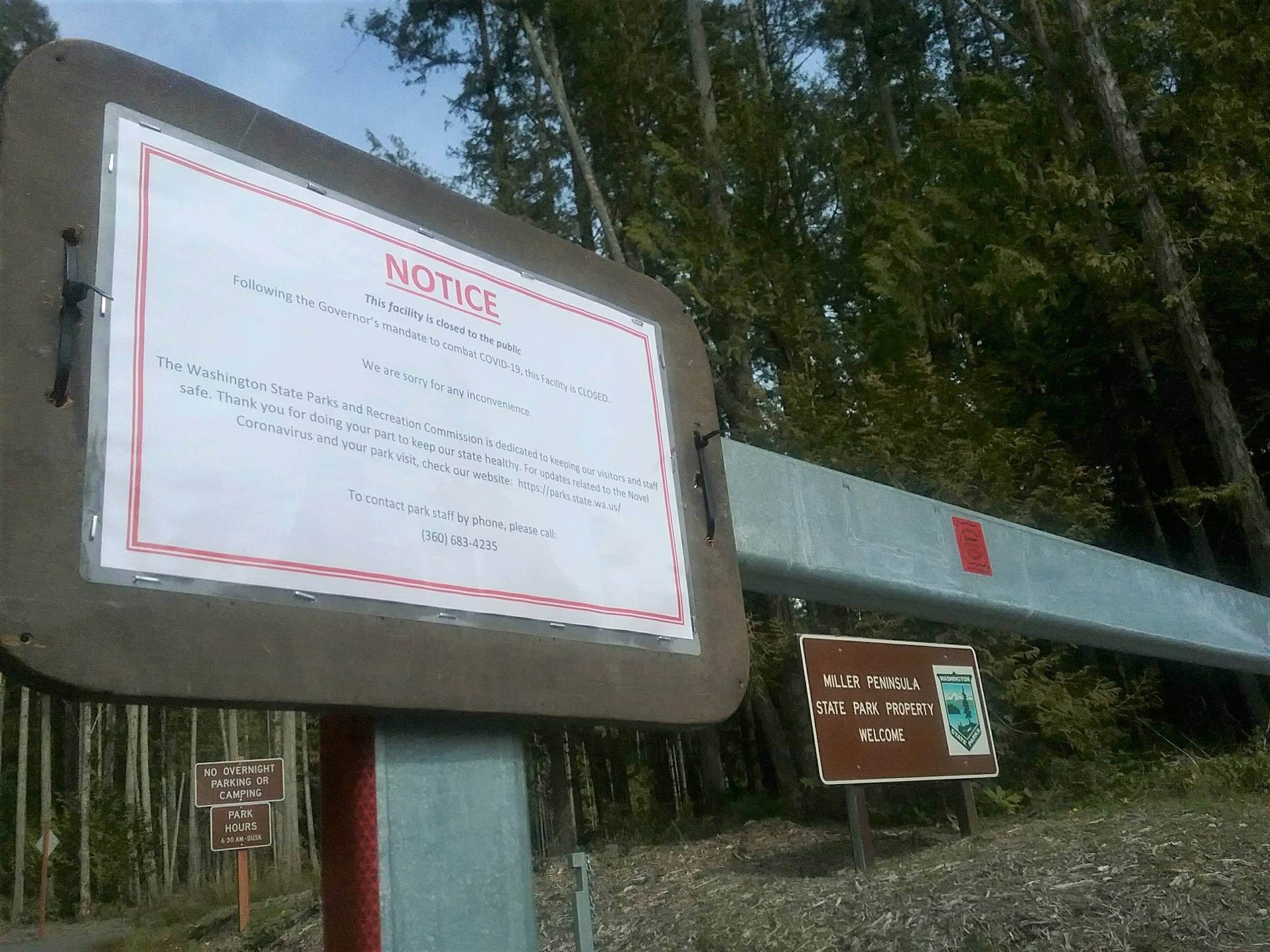 City, county and state parks across the Olympic Peninsula, including Miller Peninsula State Park, have been closed to help stem the spread of the novel coronavirus. Sequim Gazette photo by Michael Dashiell