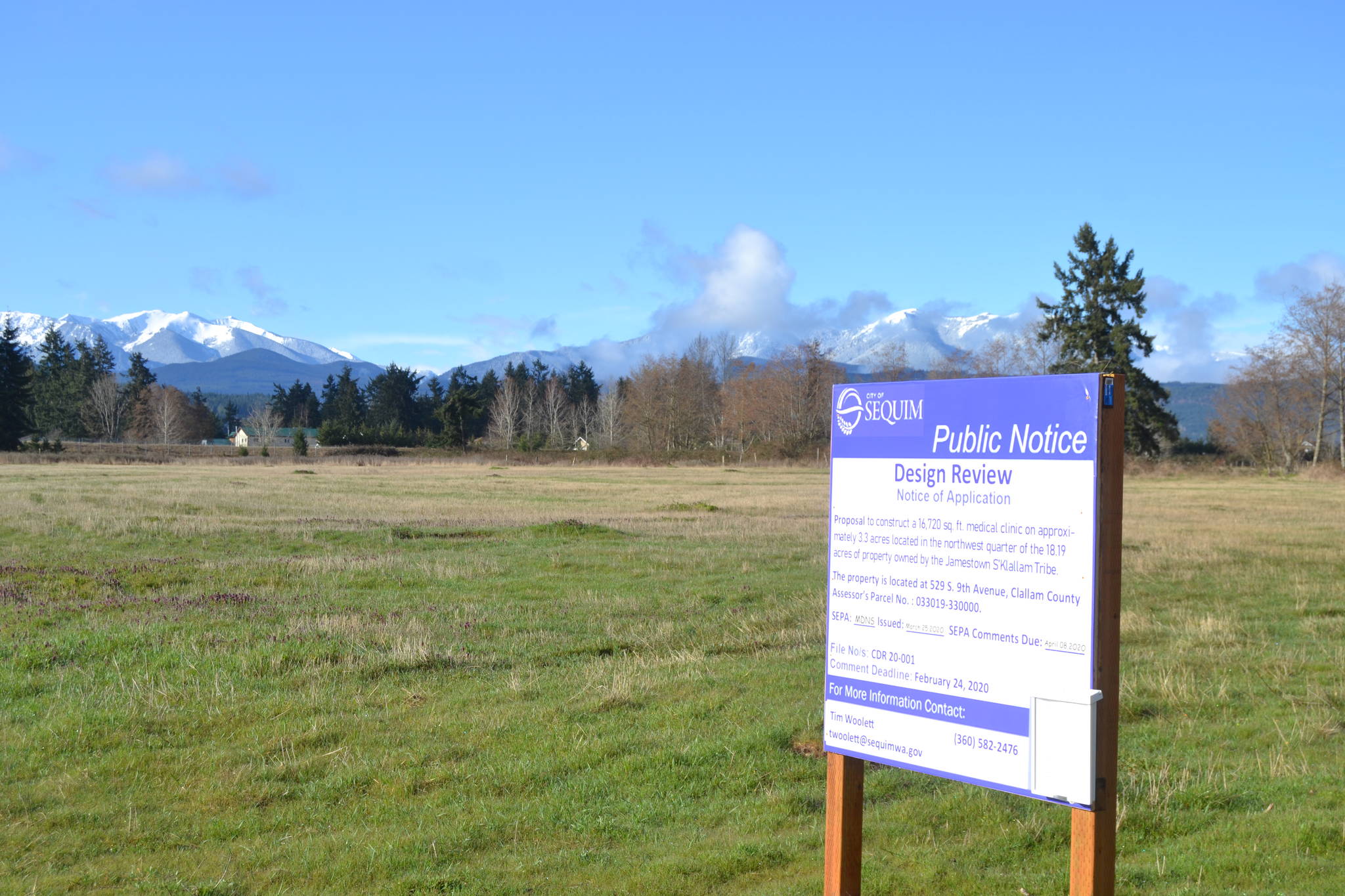 A notice was published March 25 online, in print and on site signs stating that residents have until April 8 to comment on the environmental review of the proposed MAT clinic. Sequim Gazette photo by Matthew Nash
