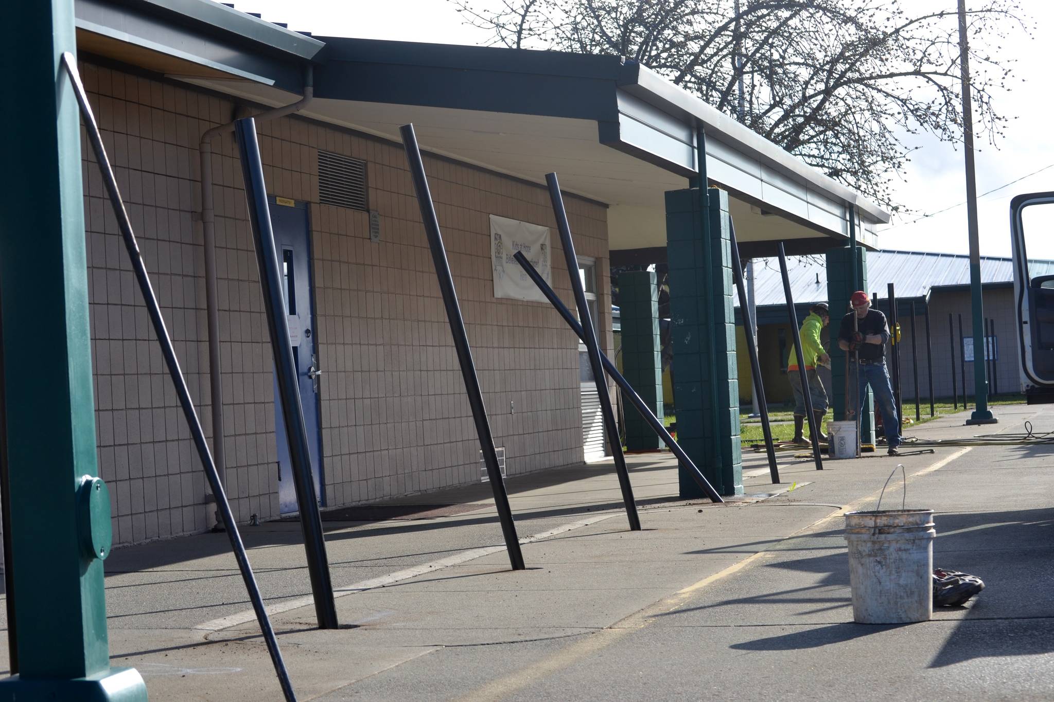A new fence went up around Helen Haller Elementary during Spring Break to limit access into the school. Sequim Gazette photo by Matthew Nash