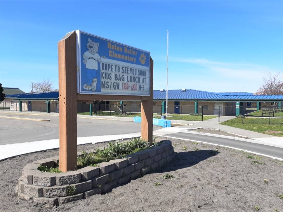 The reader board at Helen Haller Elementary School offers some encouragement this week. Officials are considering more than $2.6 million in cuts to the school district’s annual budget. Sequim Gazette photo by Michael Dashiell