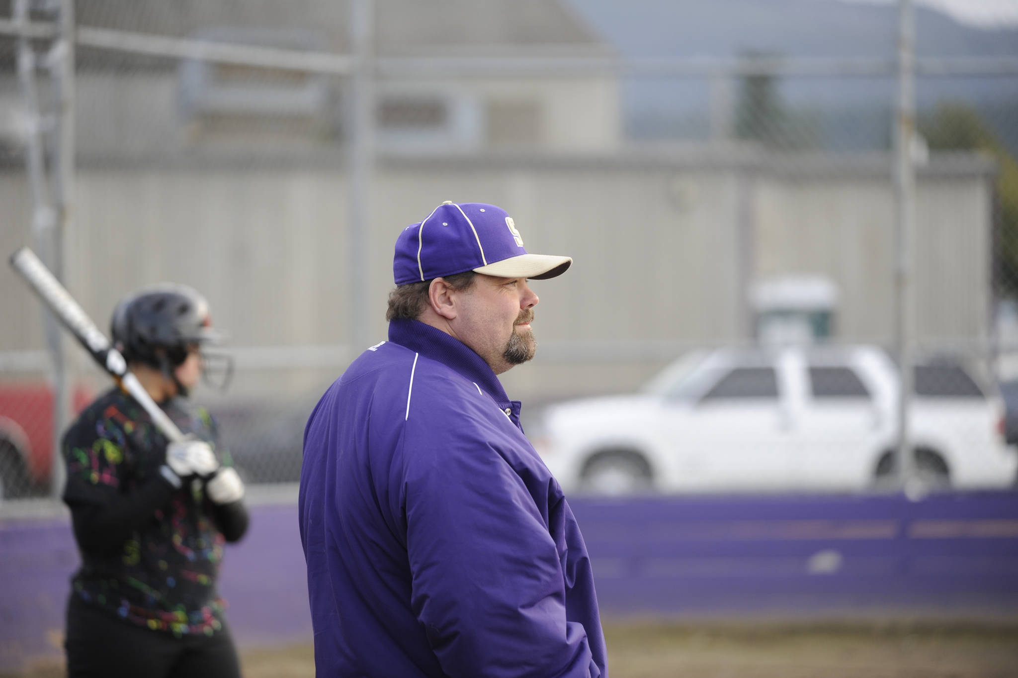 Mike McFarlen, pictured here in the spring of 2014, returns to lead the Sequim High fastpitch program after a three-season absence. He led the Wolves from 2012-2016. Sequim Gazette file photo by Michael Dashiell