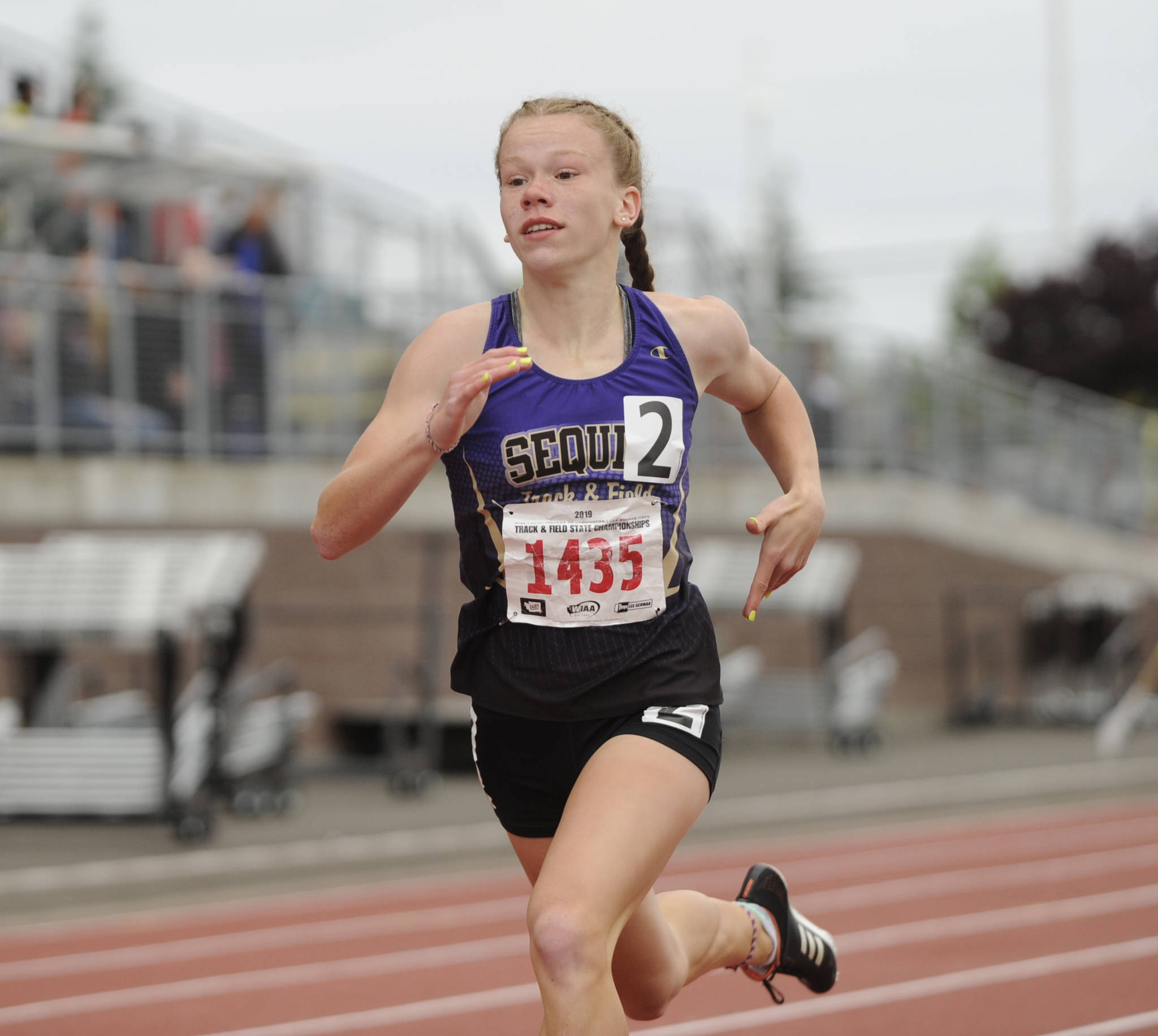 Sequim High’s Riley Pyeatt, pictured here competing at the 2019 class 2A state meet, looks for more postseason berths in her sophomore year in 2020. Sequim Gazette file photo by Michael Dashiell