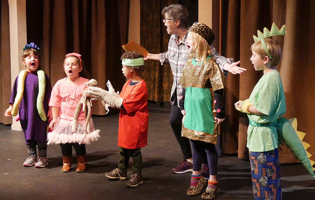 Olympic Theatre Arts instructor Lorra Cornetet teachers her young actors and actresses. Photo courtesy of Olympic Theatre Arts