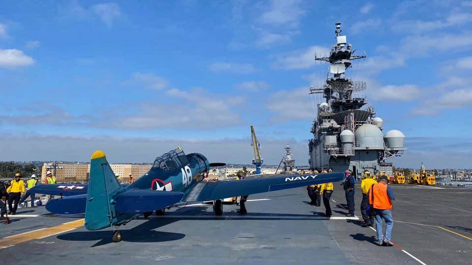In early August, Diamond Point’s John Johnson’s T-6 travels from San Diego to Pearl Harbor for the 75th commemoration of the end of War War II in the Pacific Ocean. Johnson and his neighbor Dave Richardson will fly the plane as part of the celebration. Photo courtesy of Dave Richardson