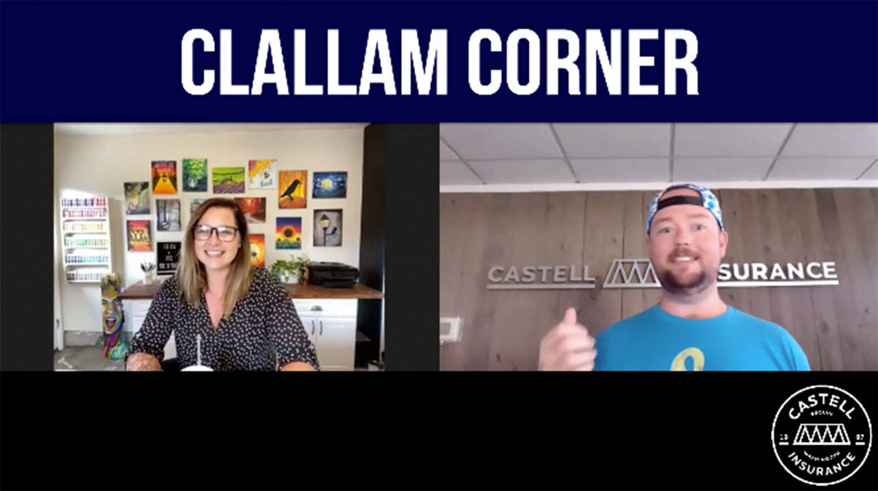 James Castell of Castell Insurance talks with Natalie Martin of Pour, Sip Paint during an episode of “Clallam Corner.”