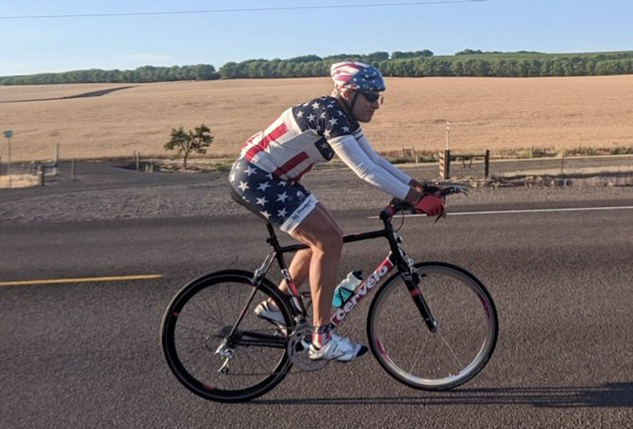 Reed Finfrock, a 74-year-old ultramarathon bicyclist from Sequim, recently completed the Silver State 508 as a fundraiser for the Captain Joseph House Foundation. Submitted photo