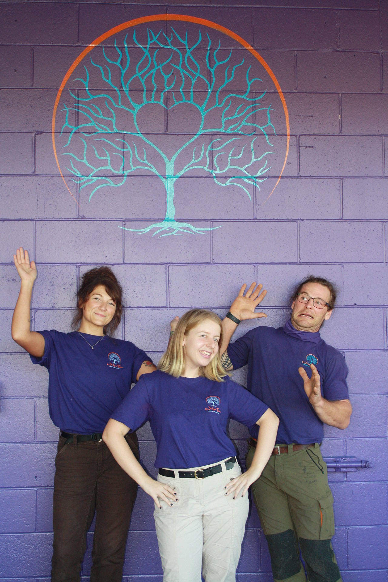Staff at the new Sequim business We Love Trees includes, from left, biologist Kimberlie Webber, office manager Emily Holmes and lead tree climber James Grafton. Submitted photo