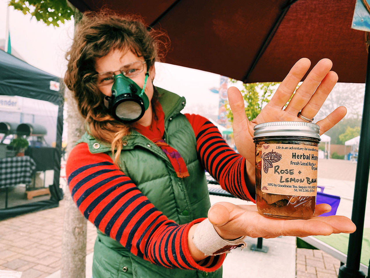 Check out some hand-infused, Northwestern raw honey at Goodness Tea courtesy of Shaelee Evans, at the Sequim Farmers & Artisans Market this Saturday, the final market weekend of the 2020 season. Photo by Emma Jane Garcia