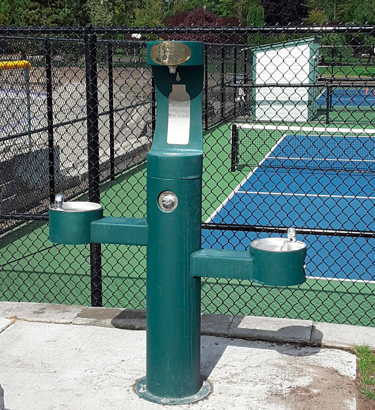 The City of Sequim recently installed nine water stations in city parks, including this one near the pickleball courts and skate park at Carrie Blake Community Park. Photo courtesy of City of Sequim