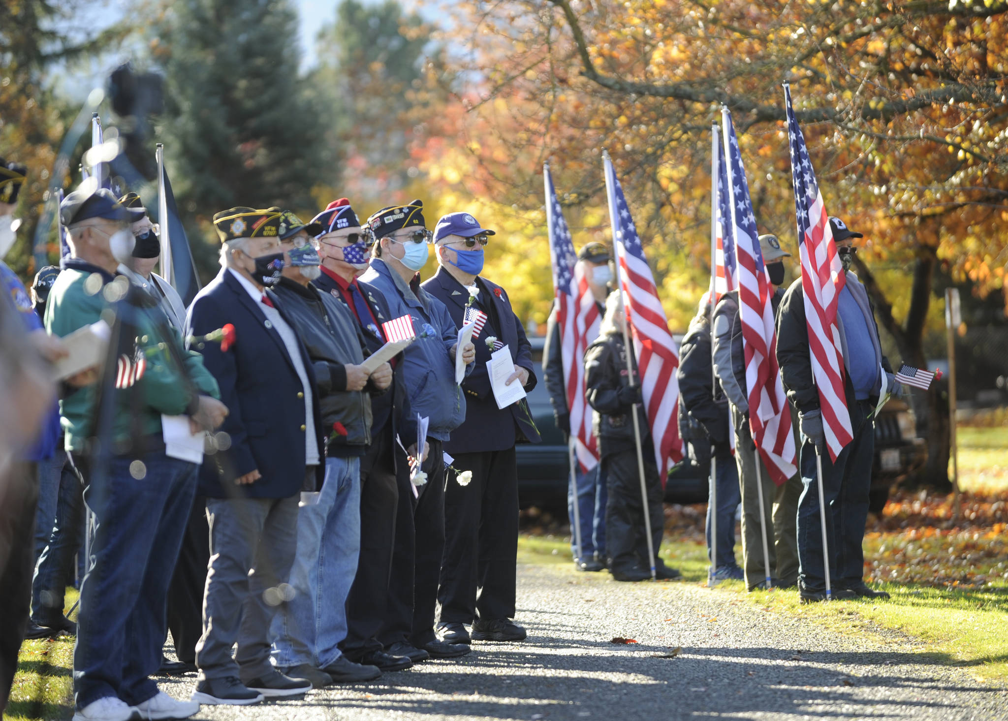 Veterans and their families — about 125 in all — enjoy a special Veterans Day presentation on Nov. 11 at Pioneer Memorial Park. The event was hosted by Jack Grennan Post 62 American Legion, Michael Trebert Chapter-NSDAR and the Sequim Prairie Garden Club. Sequim Gazette photos by Michael Dashiell