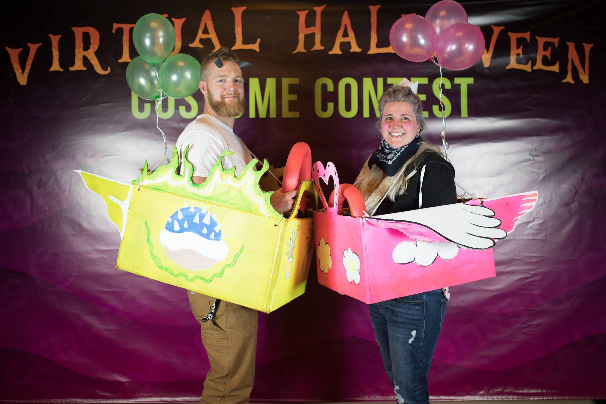 Scott Griffin and Kori Morgan won third place and $200 in 7 Cedars Casino’s virtual costume contest for Mario Kart as Bowser and Princess Peach. Photo by Stephanie Gray Photography