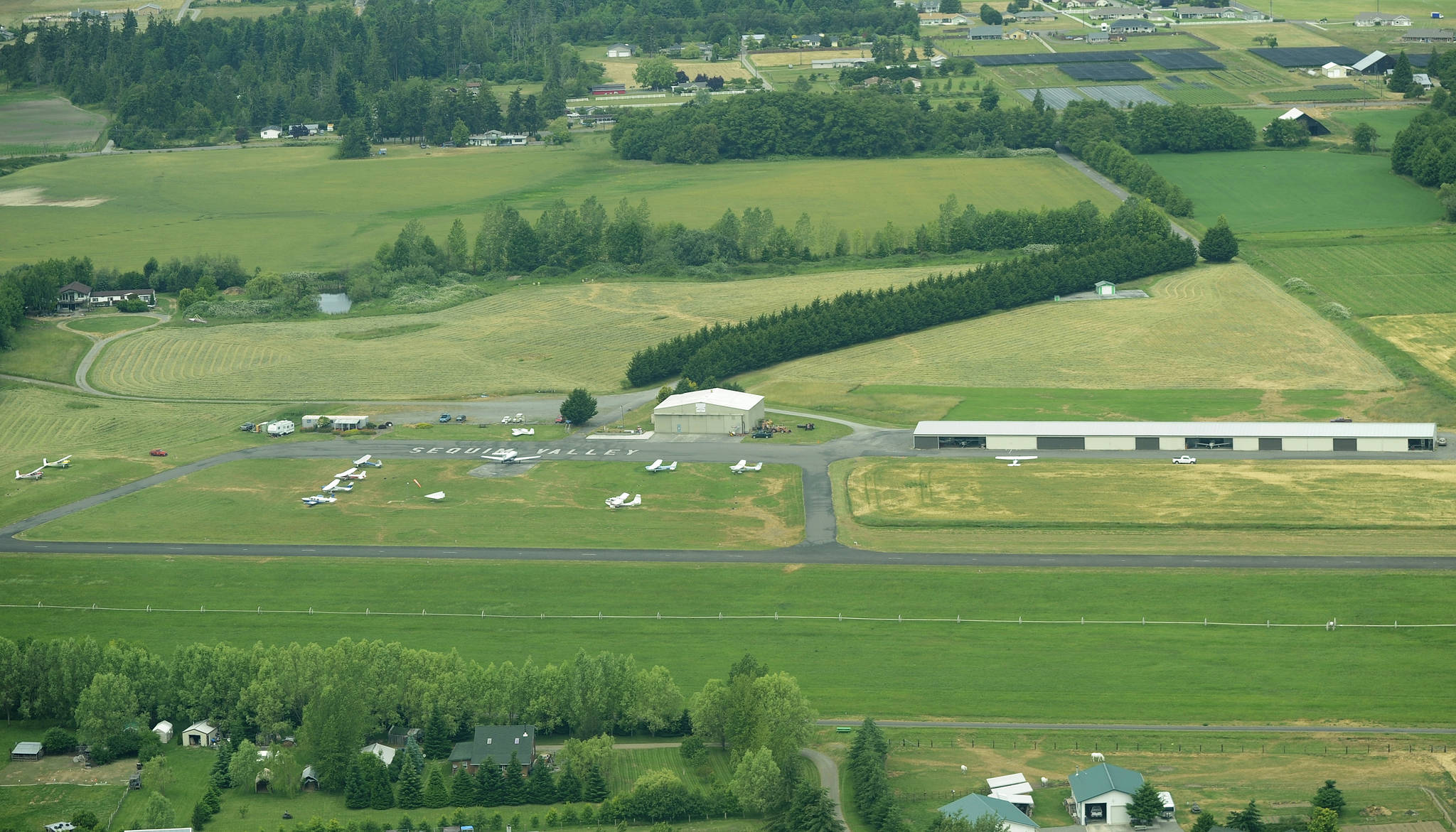 Sequim Valley Airport, pictured here in 2014, is for sale as president-manager Andy Sallee looks to write a new chapter in the community airport’s story. Sequim Gazette file photo by Michael Dashiell