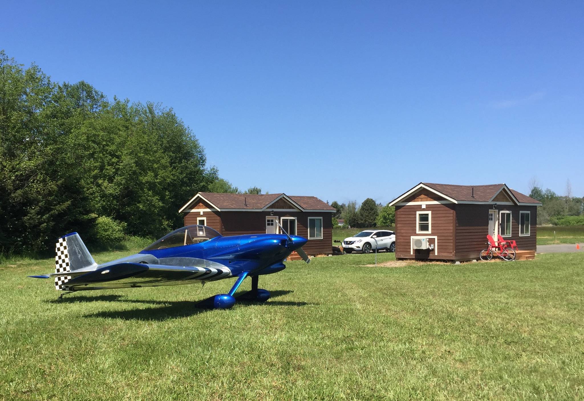 Sequim Valley Airport in 2018 added two tiny houses, available at AirBnB. Photo courtesy of Andy Sallee/Sequim Valley Airport