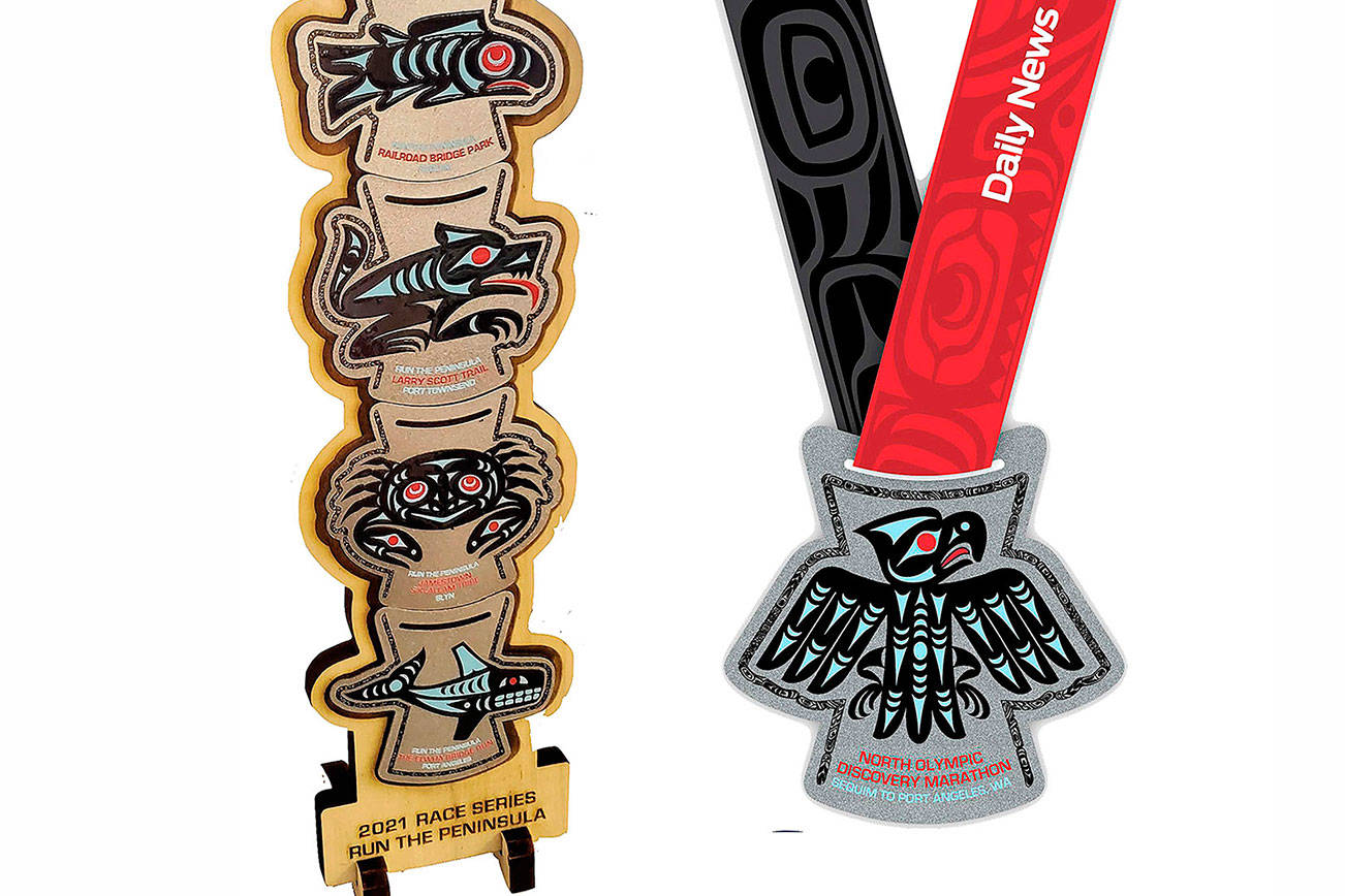 Port Angeles Marathon Association
The Port Angeles Marathon Association partnered with the Lower Elwha Klallam Tribe and the Jamestown S’Klallam Tribe to create the 2021 medals for the Run the Peninsula series.