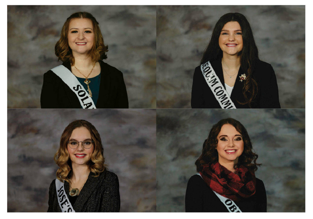 Clockwise from top left: Hannah Hampton, Allie Gale, Sydney VanProyen and Zoee Kuperus are Irrigation Festival Royalty pageant contestants this year. Photo by Keith Ross/Keith’s Frame of Mind