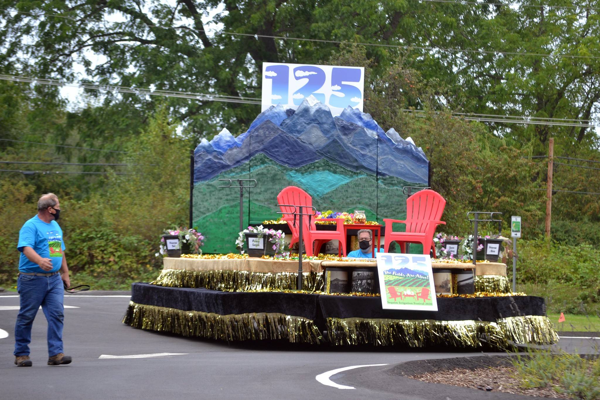 Locals can view the 2021 Sequim Irrigation Festival royalty float reveal at 4:45 p.m. Saturday, April 3 from the festival’s website <a href="http://www.irrigationfestival.com" target="_blank">www.irrigationfestival.com</a>. Last year’s float, pictured here, was only used for the 2020 Kickoff Dinner and Grand Parade/Procession due to the pandemic. Sequim Gazette file photo by Matthew Nash