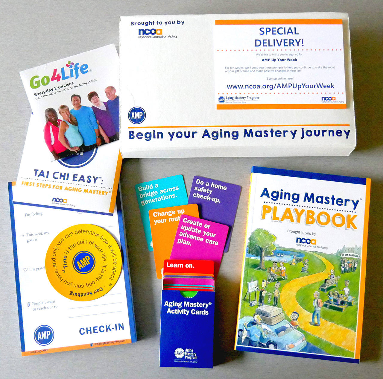 Pick up a Starter Kit for the six-week Aging Mastery Program at a North Olympic Library System branch. The program kicks off April 19 and runs each Monday evening on Zoom through May 24. Photo courtesy of North Olympic Library System
