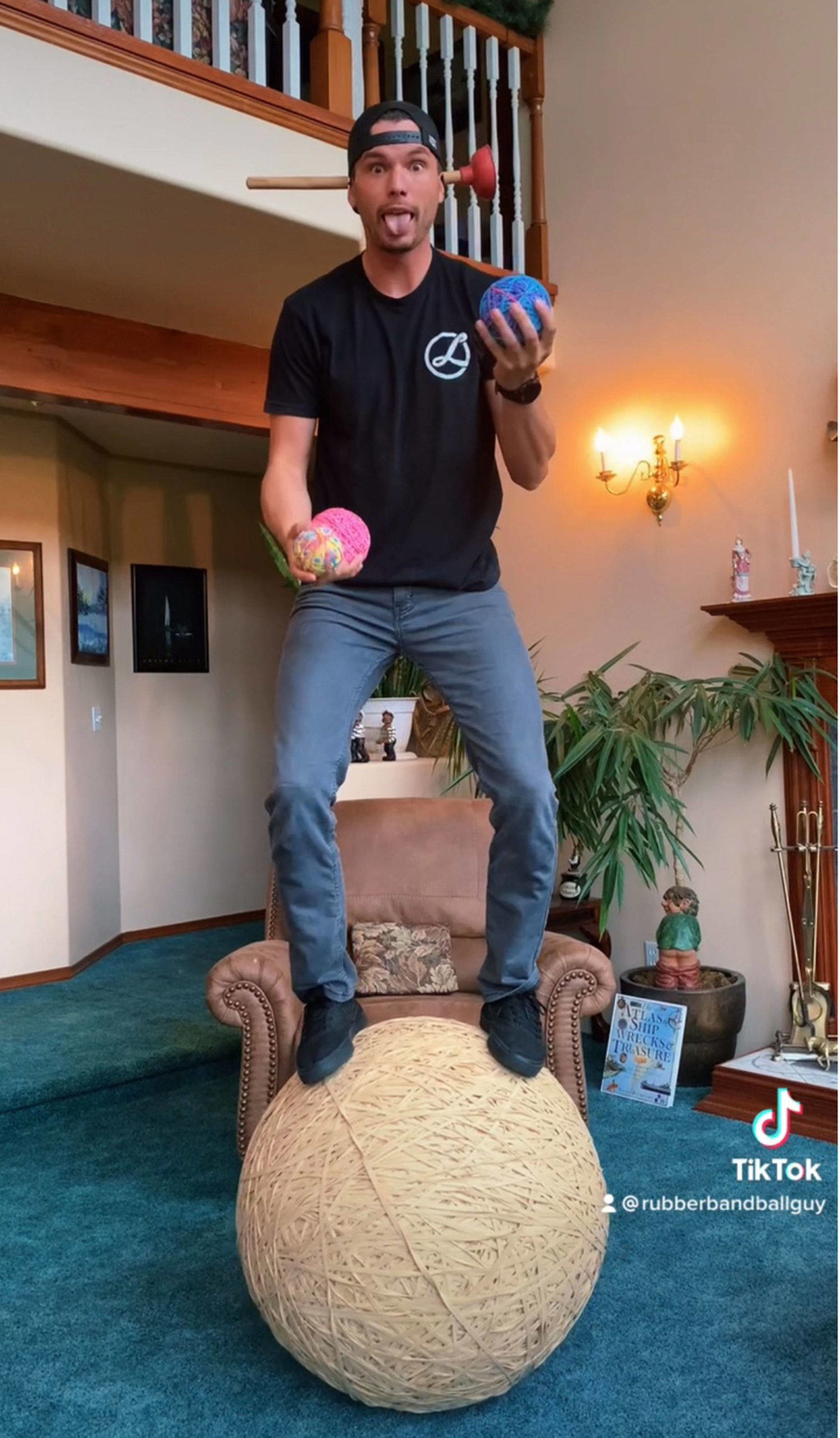 Going by the name Rubber Band Ball Guy on TikTok, Jayson Brocklesby has amassed more than five million likes on his videos as he inches towards making a 500 pound rubber band ball. Photo courtesy of Jayson Brocklesby