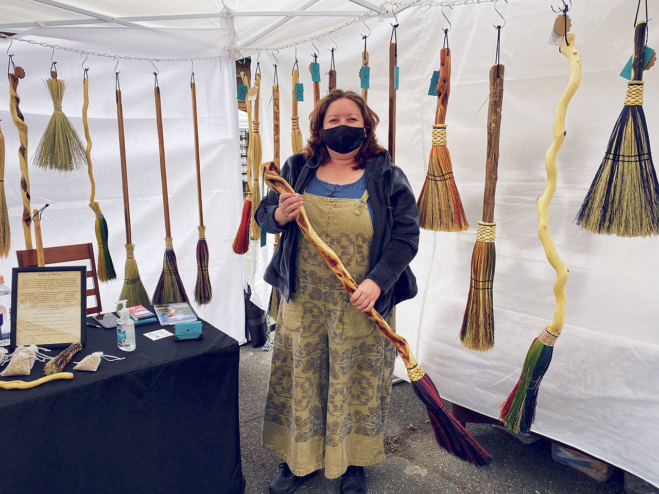Check out Wicked Brooms, courtesy of full-time artisan broom maker Teresa Bentley, at the Sequim Farmers & Artisans Market ’s 2021 season, running through late October. Photo by Emma Jane “EJ” Garcia