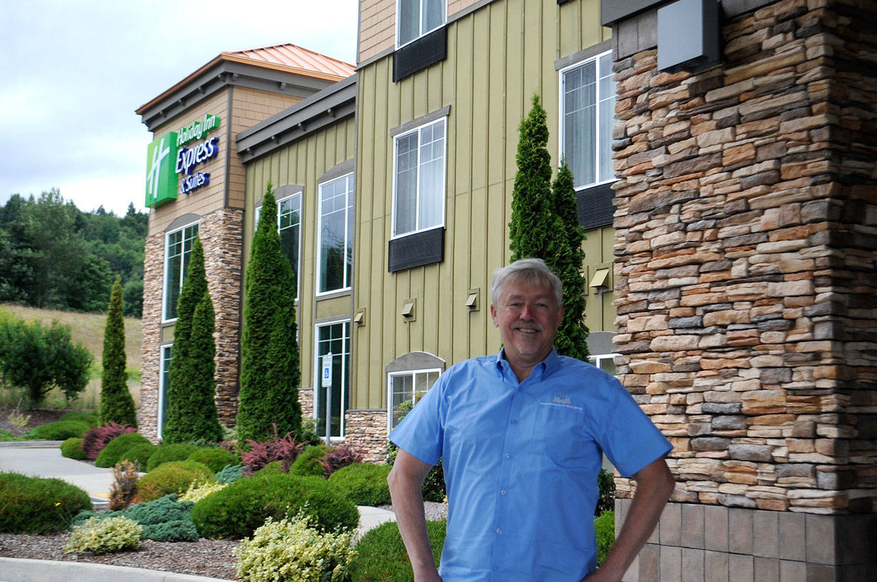 Bret Wirta, owner of Holiday Inn Express and Suites in Sequim, recently learned he’d be able to keep his hotel after filing for chapter 11 bankruptcy after the COVID-19 pandemic cut into tourism and his revenues. “I’m glad to have this cloud lifted from over us,” he said. Sequim Gazette photo by Matthew Nash