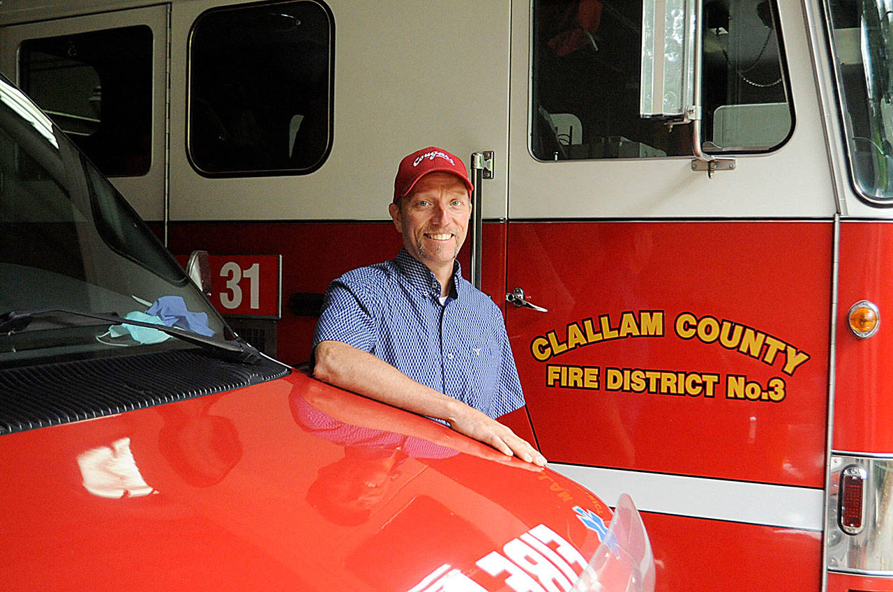 Derrell Sharp started his career with Clallam County Fire District 3 at the Dungeness station where he served for two years before becoming a career firefighter. After 30 years, he’s now leading operations and EMS with the Port Angeles Fire Department. Sequim Gazette photo by Matthew Nash