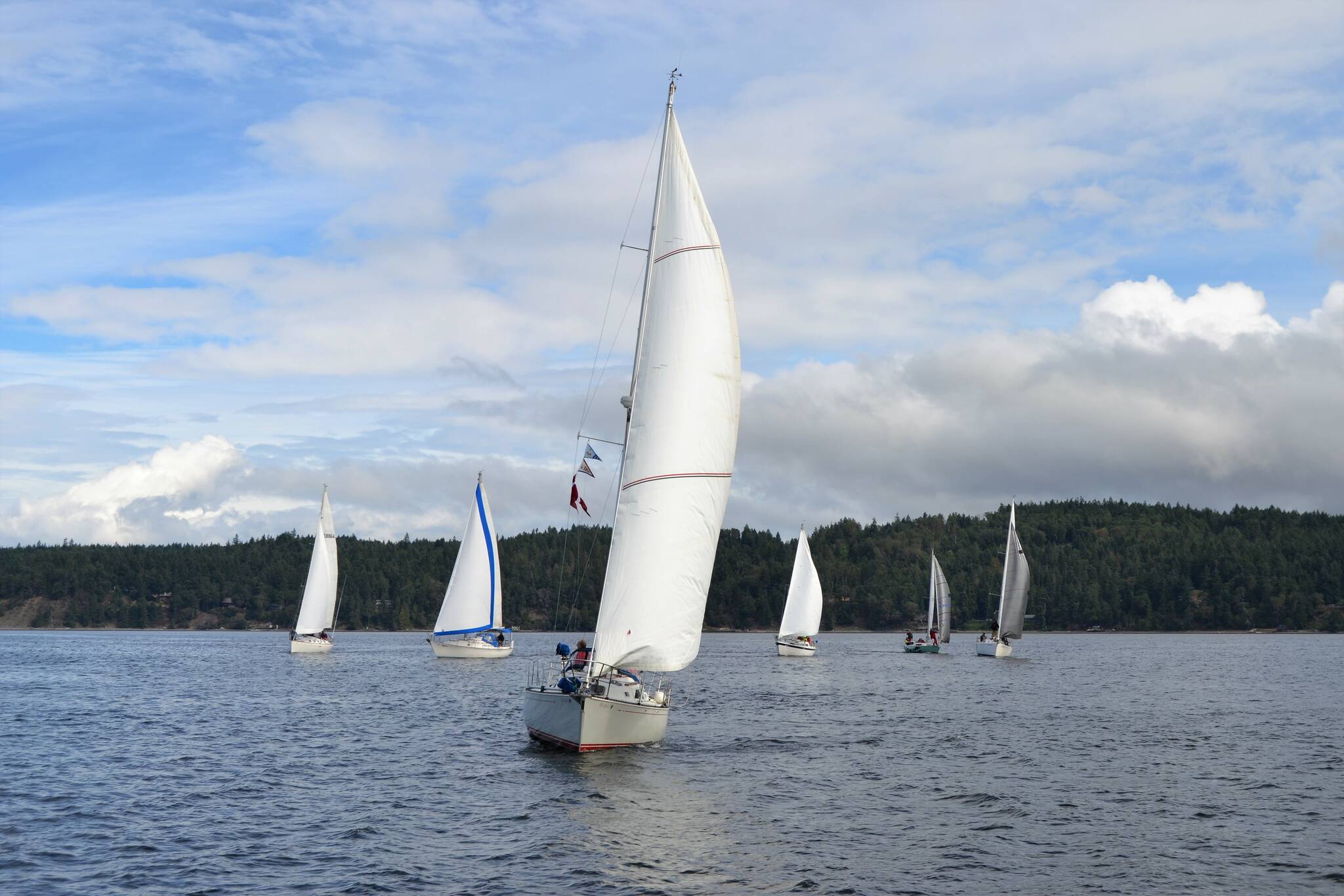 Boat captains and crew take to Sequim Bay for the Reach and Row for Hospice event in 2018. Sequim Gazette file photo by Matthew Nash