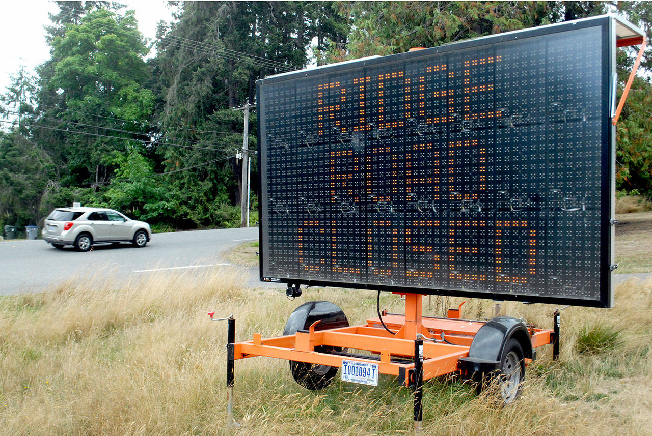 A reader board on the front lawn of the Olympic National Park Visitor Center in Port Angeles indicated the closure of Hurricane Ridge Road on Tuesday. Photo by Keith Thorpe/Olympic Peninsula News Group