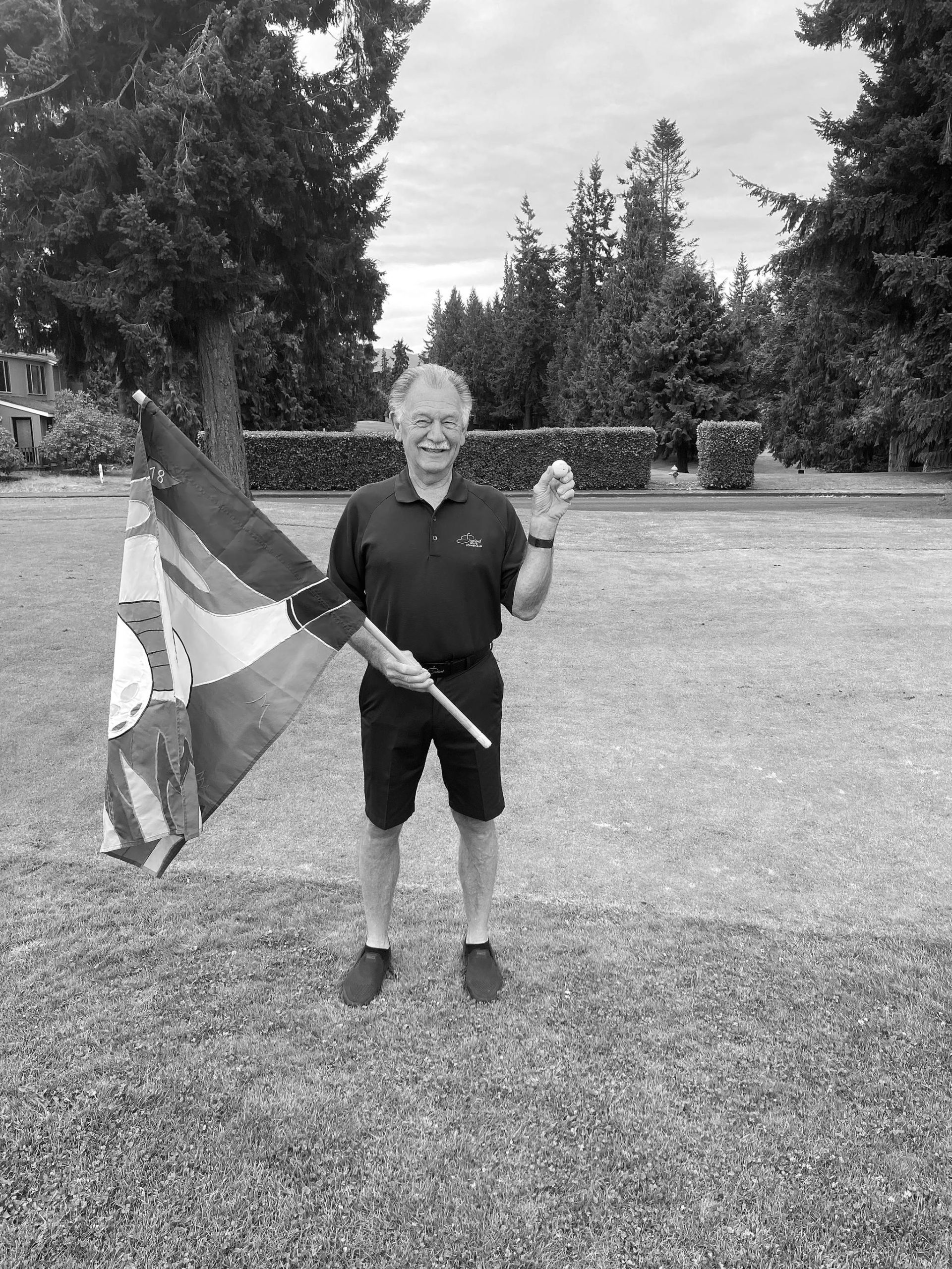 Gary Hester celebrates his first-ever hole-in-one at Sunland Golf & Country Club on Aug. 25. Hester drove the 125-yard hole No. 15 at Sunland for the ace, witnessed by Gary Peterson and Bill Alcayaga. Submitted photo