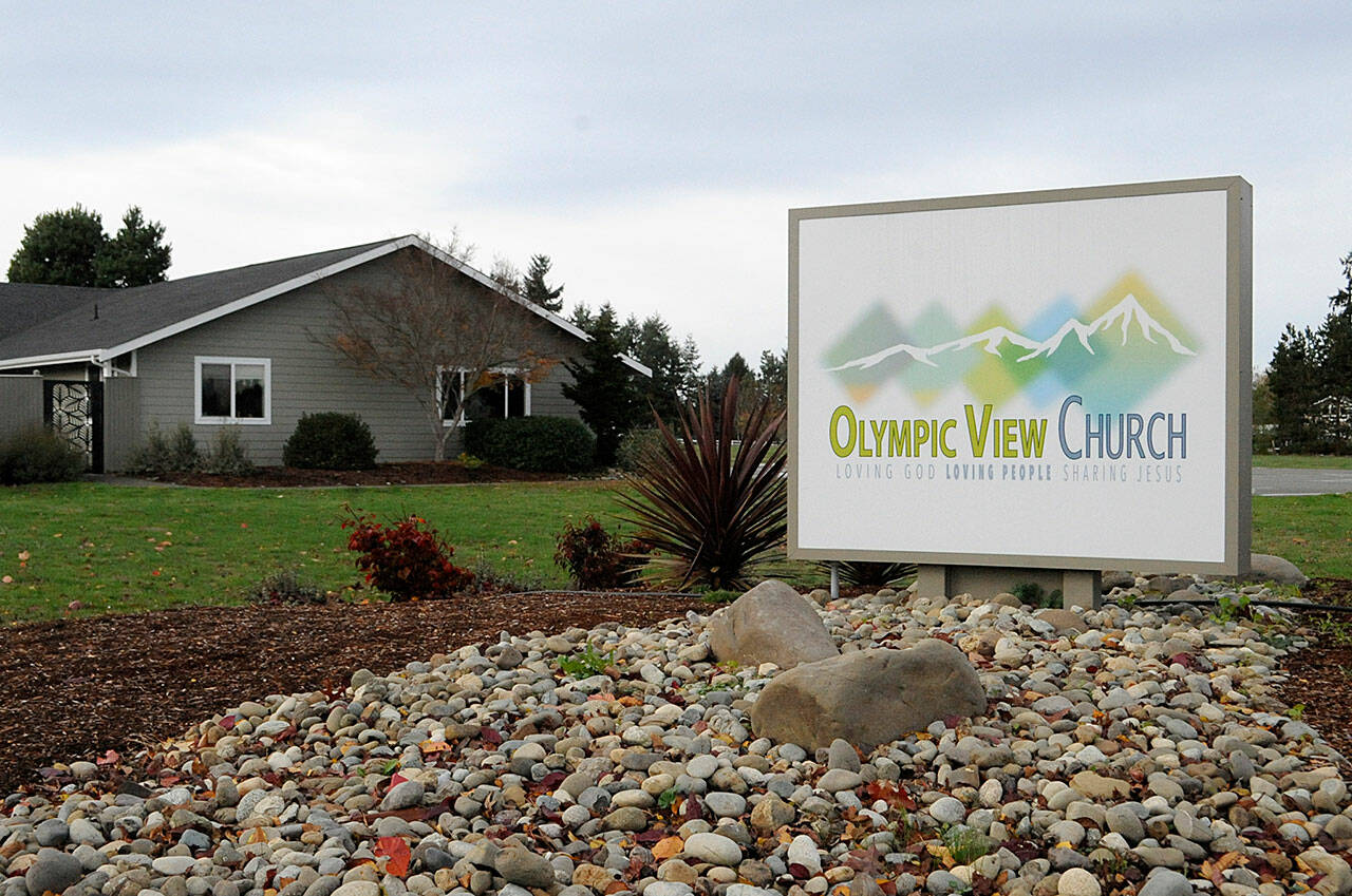 Attendees at Olympic View Church celebrate 40-plus years in Sequim on Nov. 21 with a special service called “Celebration of Our Heritage” with former pastors attending. Sequim Gazette photo by Matthew Nash