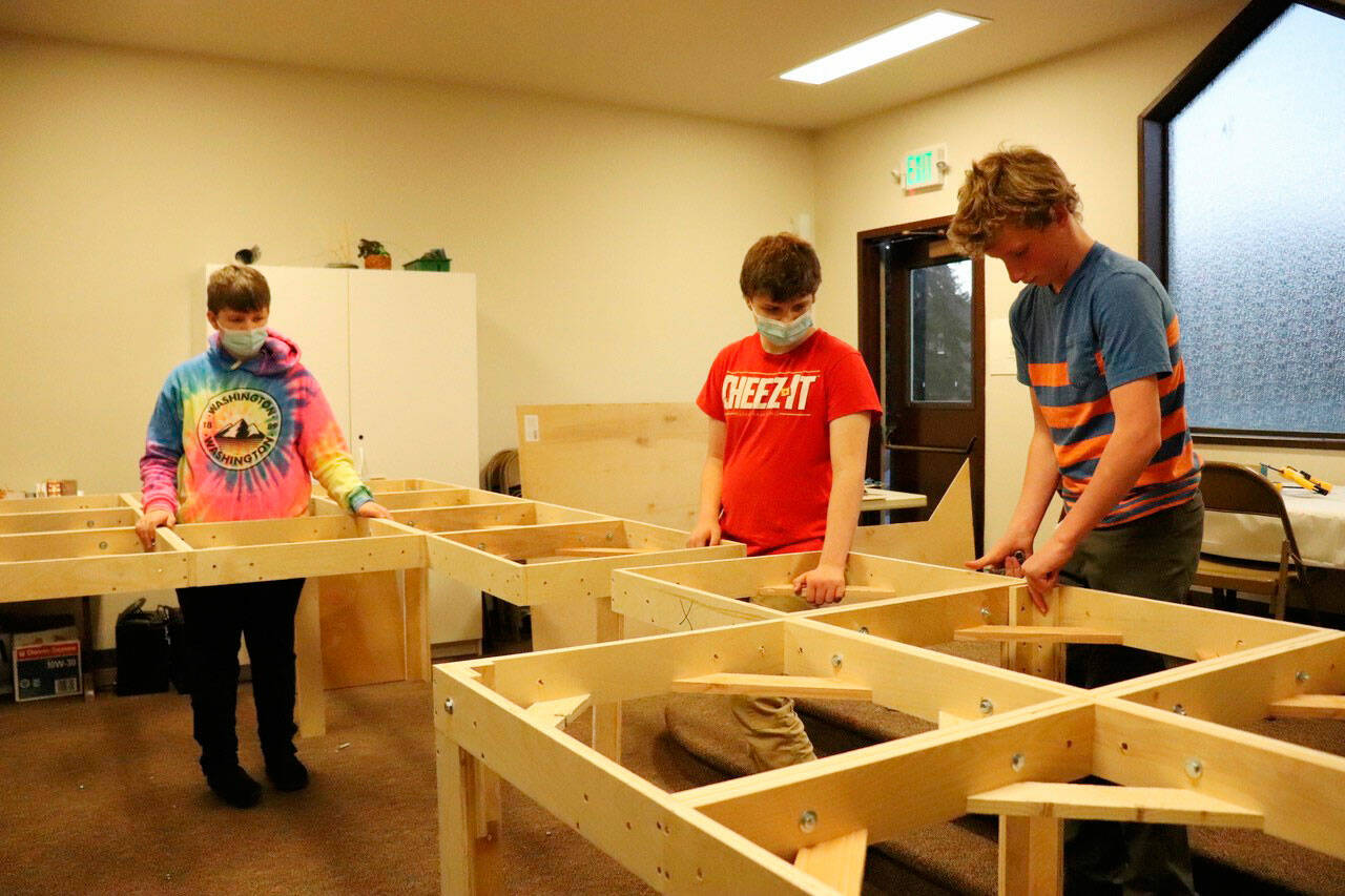 Teens prepare a railroad-themed event for area youth set for Nov. 13 at the Sequim Adventist Church. Photo by Nathan Byers