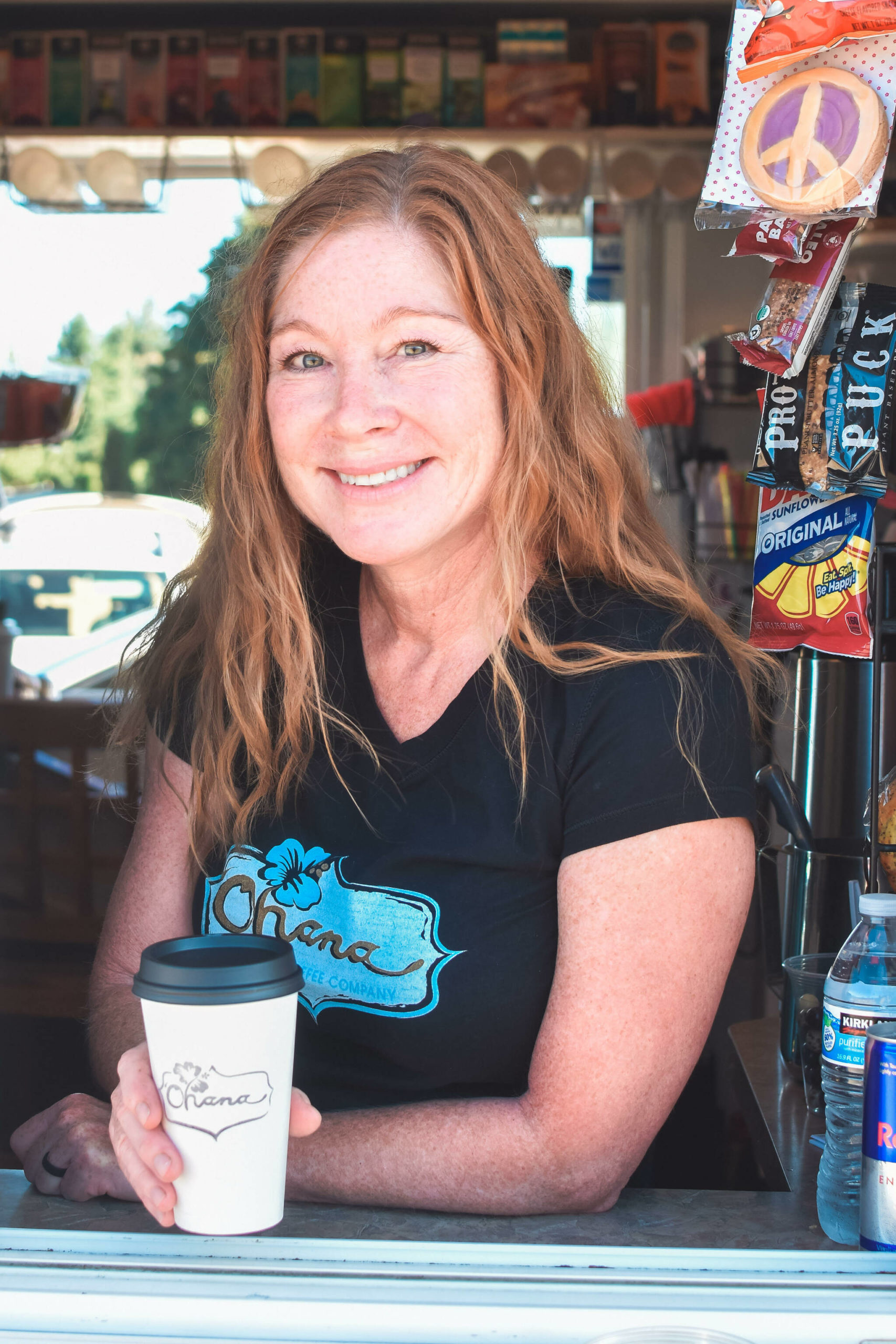 ‘Ohana owner Lori Gray in her coffee stand off Highway 101. Photo by Kelsey Horst, courtesy of ‘Ohana