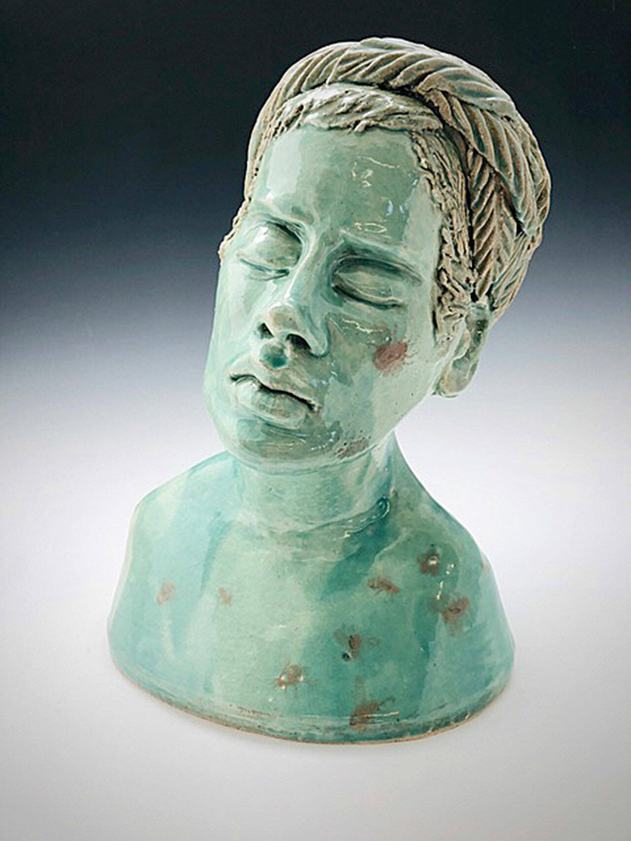 “Brigid” a ceramic sculpture by Linda Collins Chapman, a Olympic Peninsula Art Association member. OPAA hosts its Winter Members’ Art Show and Sale online and at Sequim Museum & Arts through the end of January. Submitted photo