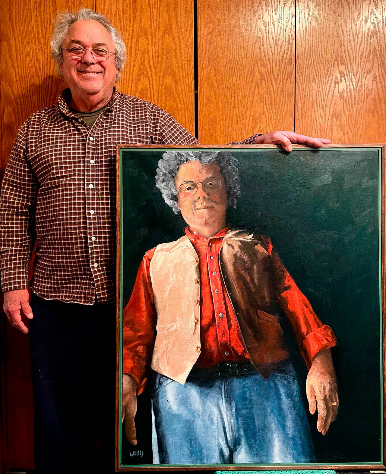Artist David C. Willis displays “Selfie,” a piece selected for inclusion at the 2022 CVG Show in Bremerton’s Collective Visions Gallery. Submitted photo