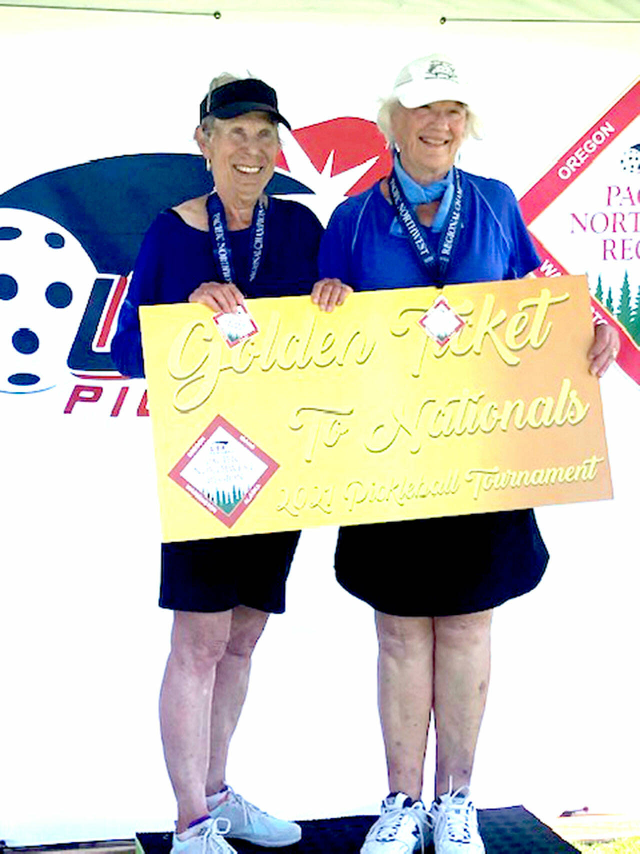 Sequim Picklers Jeannie Ramsey and Beverly Hoffman won a silver medal at the 2021 USA Pickleball National Championships in the Women’s Doubles 4.0 75+ category. Submitted photo