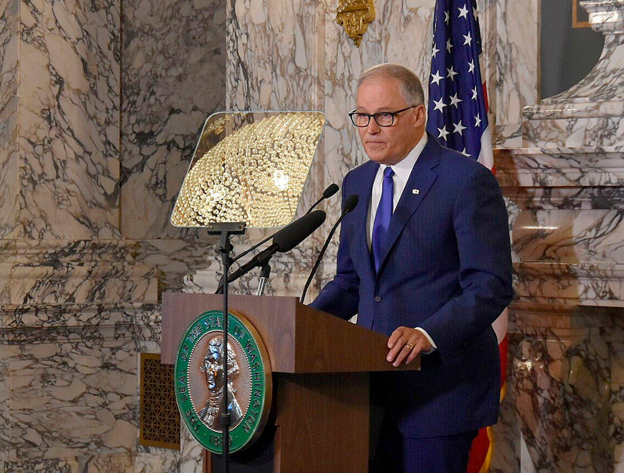 Gov. Jay Inslee delivers his annual State of the State address in the state Capitol on Jan. 11. Governor’s office photo