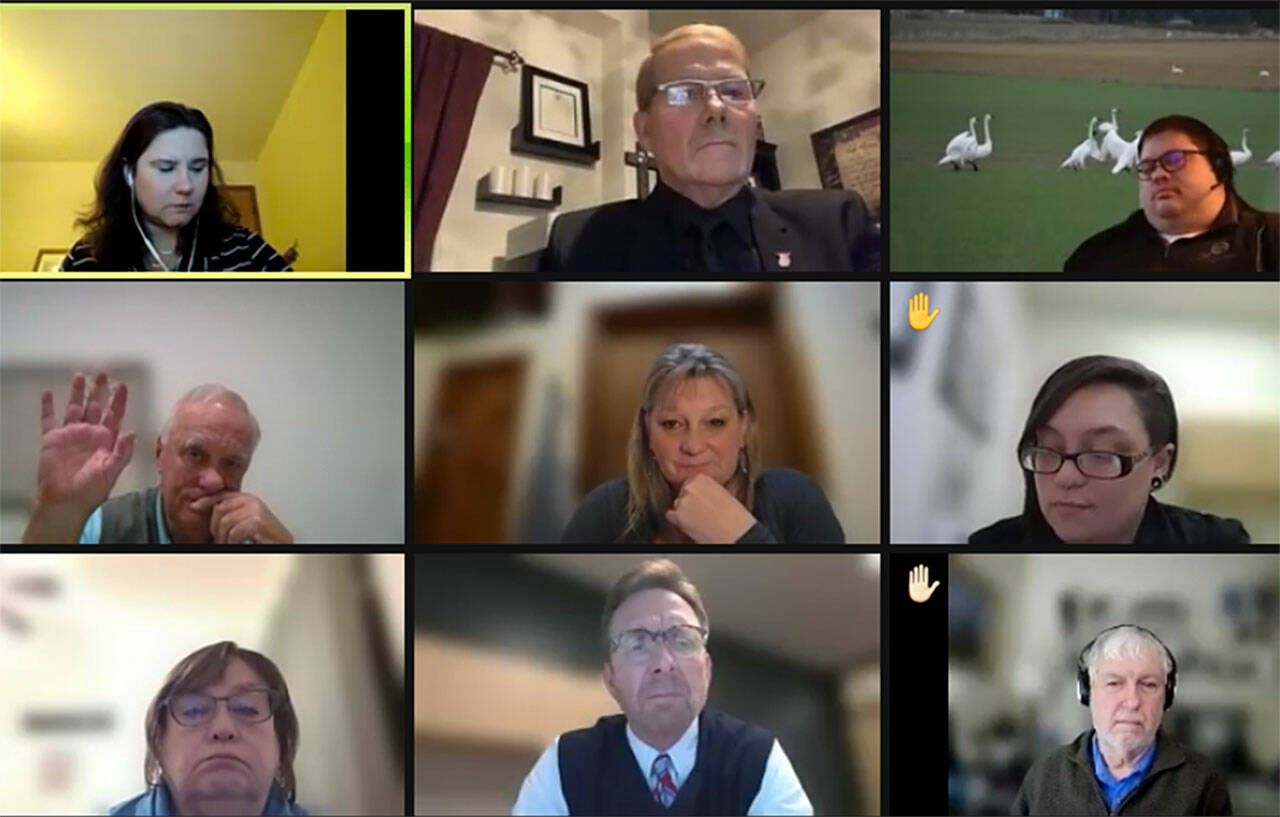 For future virtual meetings, Sequim city councilors will require themselves to blur backgrounds to create an environment more like the city council chambers. Zoom screenshot