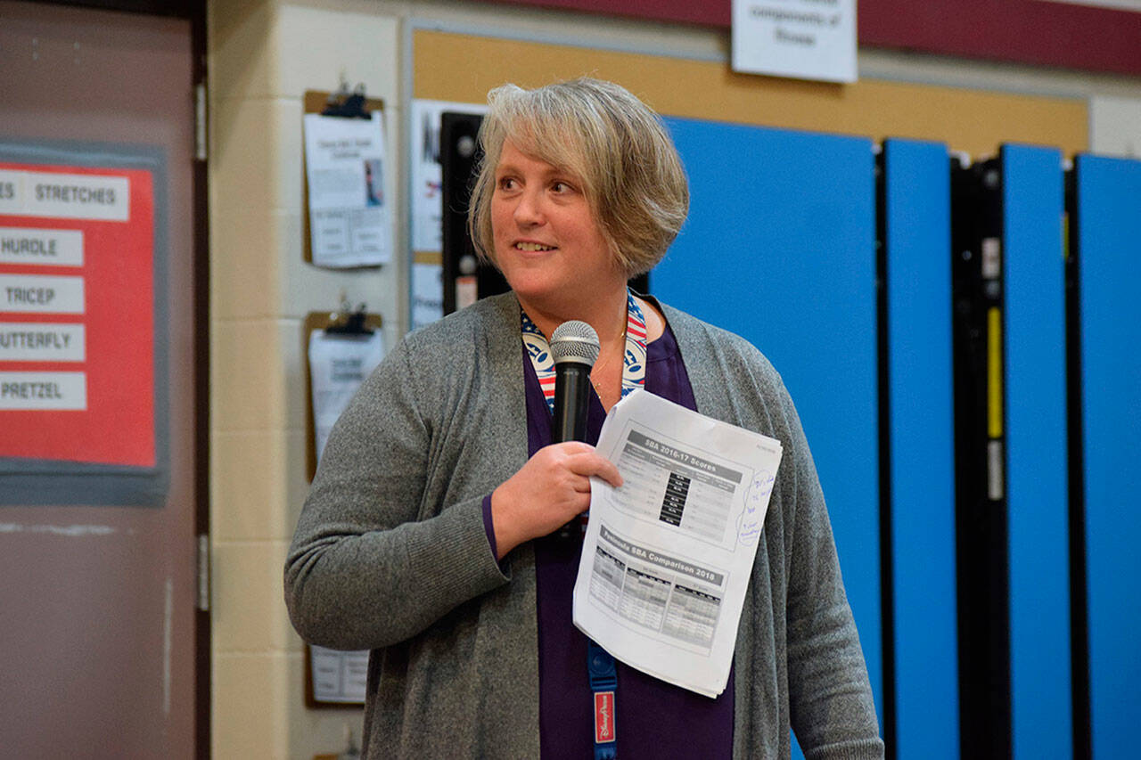 Sequim Gazette file photo by Erin Hawkins
Greywolf Elementary School principal Donna Hudson, pictured here in November 2018, is working as Principal on Special Assignment for the Sequim School District through the end of the 2021-2022 school year, overseeing several programs.