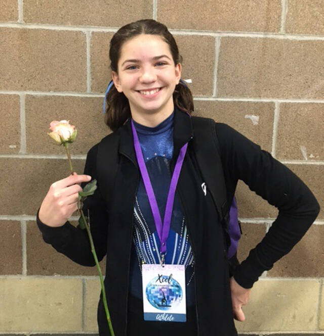 Scarlett Sullivan advanced to the Regional Invitational in the Platinum Division by scoring above the minimum qualifying score of 35.0 after earning strong score in all four events, finishing 13th in her age group. Submitted photo