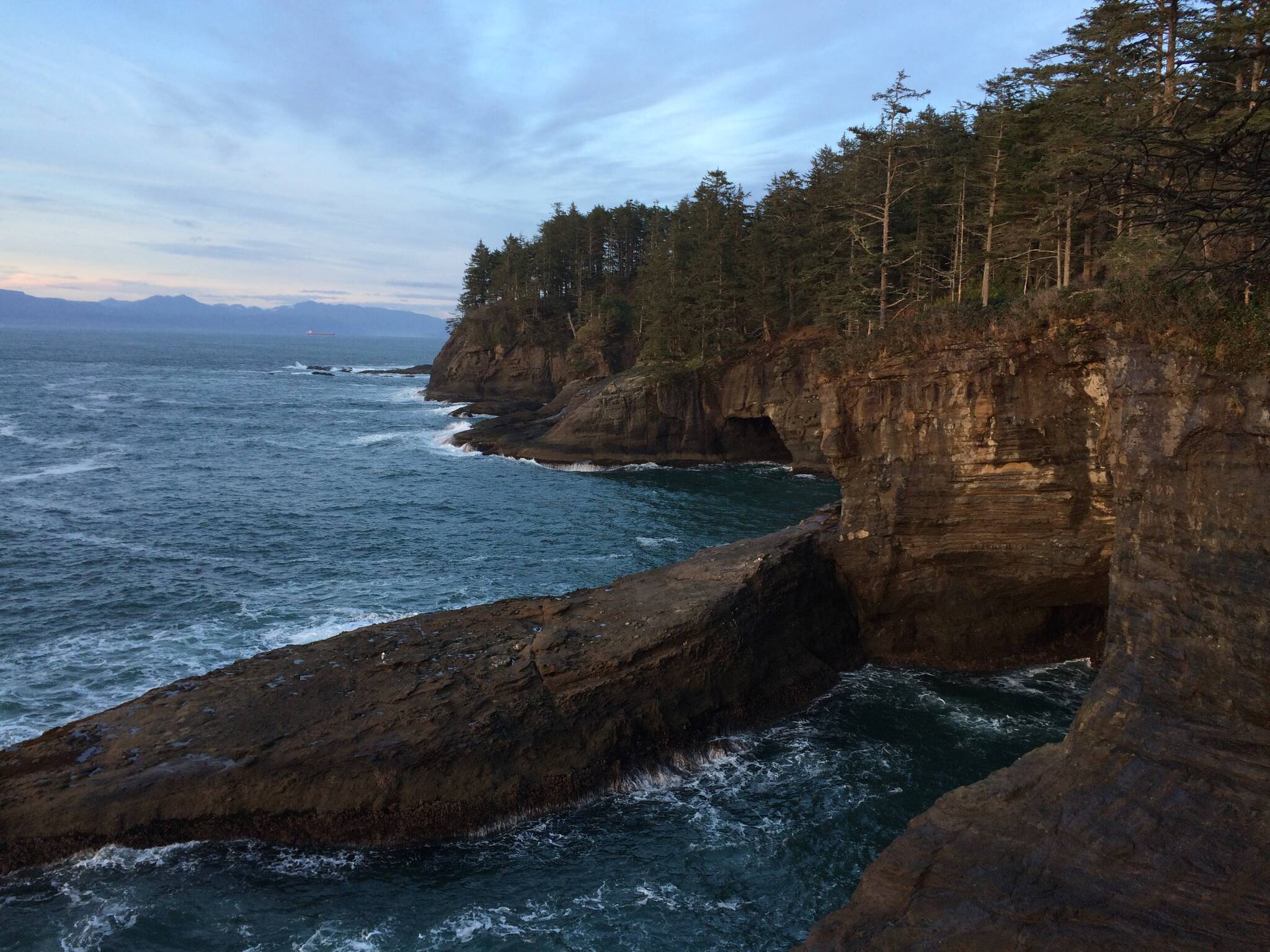 Photo by Jenny Waddell/National Oceanic and Atmospheric Administration
A view from Cape Flattery looking north towards shipping lanes at the entrance to the Strait of Juan de Fuca.