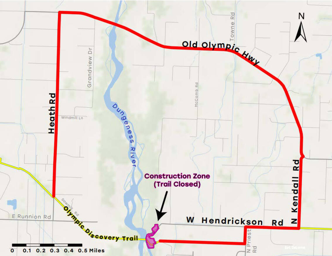Users of the Olympic Discovery Trail can use this detour during two upcoming closures (June 6-8 and July 18-Oct. 18). Photo courtesy of Jamestown S’Klallam Tribe