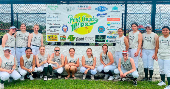 The Port Angeles Illusion 18U fastpitch softball team recently went 5-0-1 and won the championship in the High School Open divsion of the USSSA Space Coast Cup Super Regional Tournament in Melbourne, Fla. Team members are: Macy Aumock, Mackenzie Burke, Gracie Copeland, Michaela Green, Libby Hardee, JoCy Kazlauskas, Cydne Moore, Jadeah Nordberg, Ava-Anne Sheahan, Lizzy Soto, Mikkiah Stevens, Taylee Rome, Alyssa Vandenberg and Cheyenne Zimmer. Coaches not pictured are head coach Warren Stevens and assistants Leeah Faris, Greg Faris, Bucky Johnston and Rick Pennington.