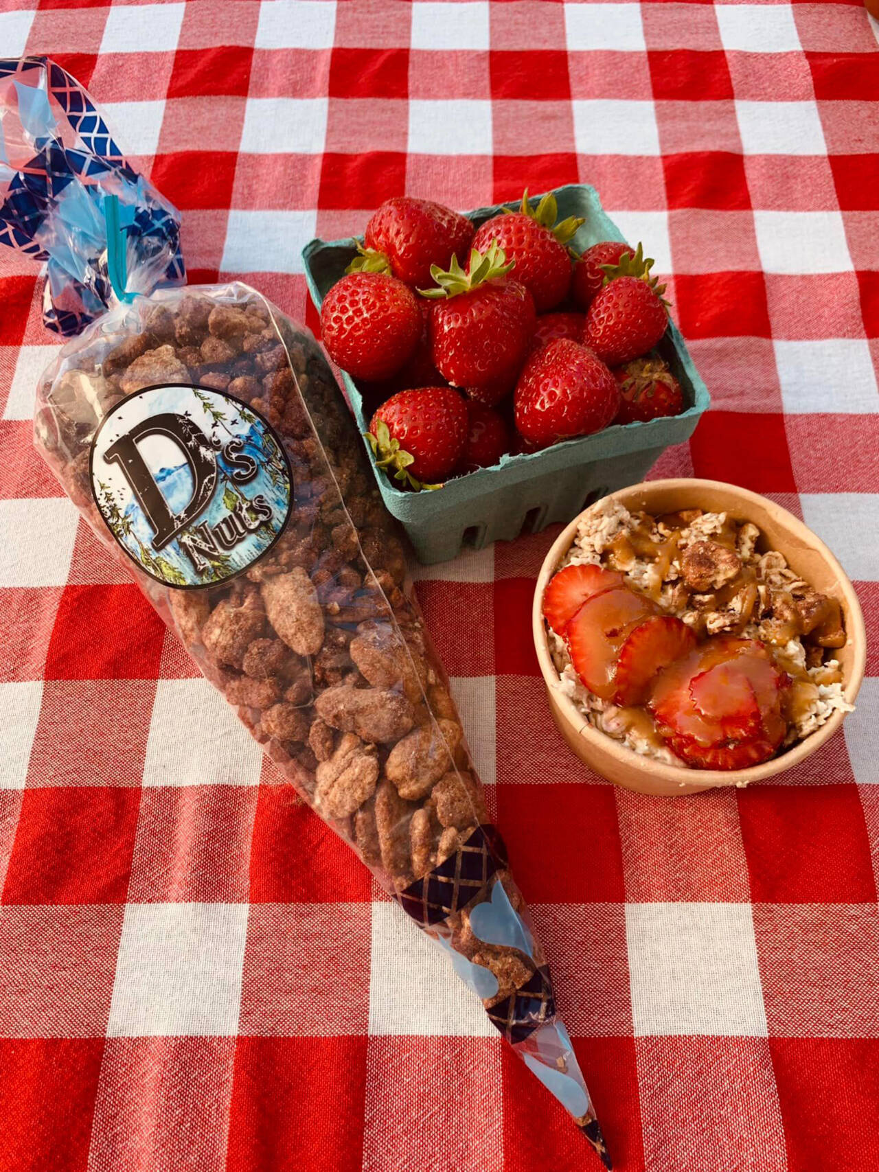 Photo courtesy of Shultz Smokehouse / At Shultz Smokehouse, check out overnight oats, with housemade hickory salted caramel, market berries and cinnamon roasted pecans that are roasted on-site from fellow market vendor D’s Nuts.