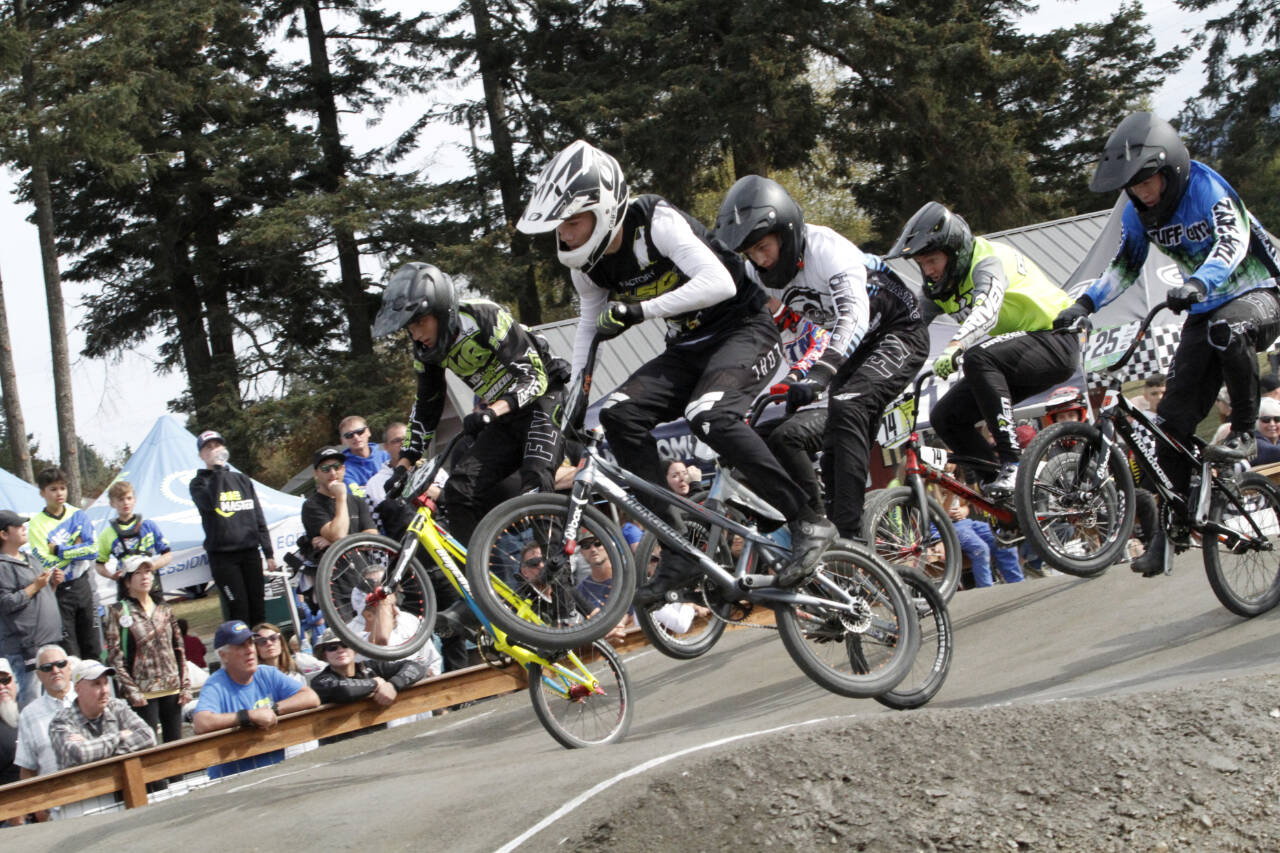 Photo courtesy of USA BMX/Craig Barrett / BMX Riders take off at the start line on Sept 18 at the Lincoln Park BMX track during the BMX USA Pacific Northwest Gold Cup finals. More than 500 riders from 10 states participated in the weekend-long event.