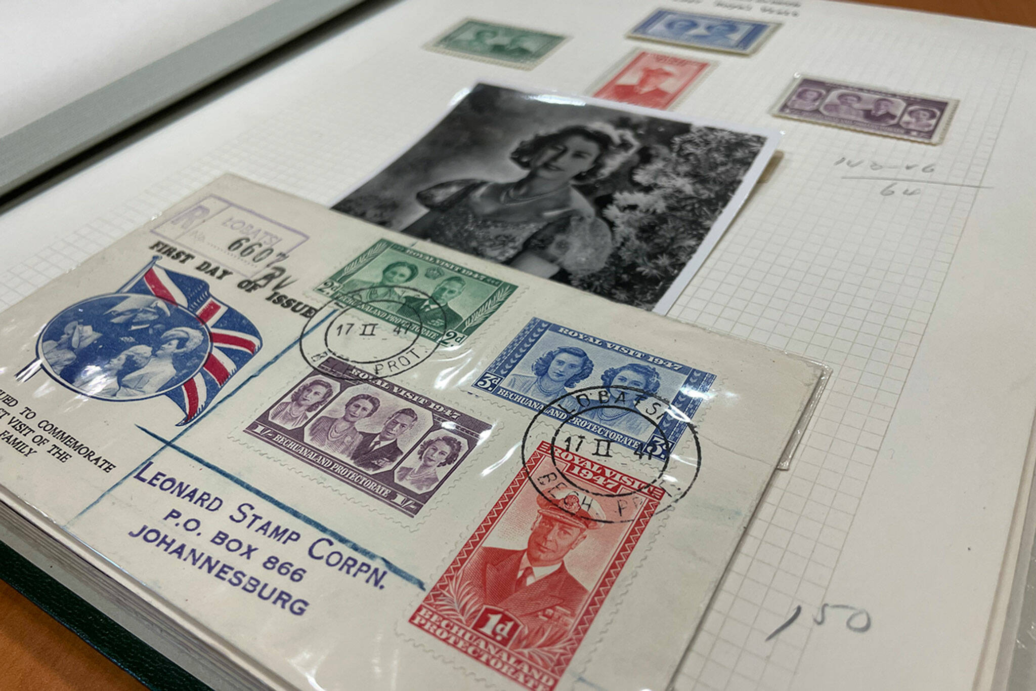 Sequim Gazette photo by Matthew Nash/ Stamps have chronicled the life of Queen Elizabeth II since she was a princess as part of the British royal family.