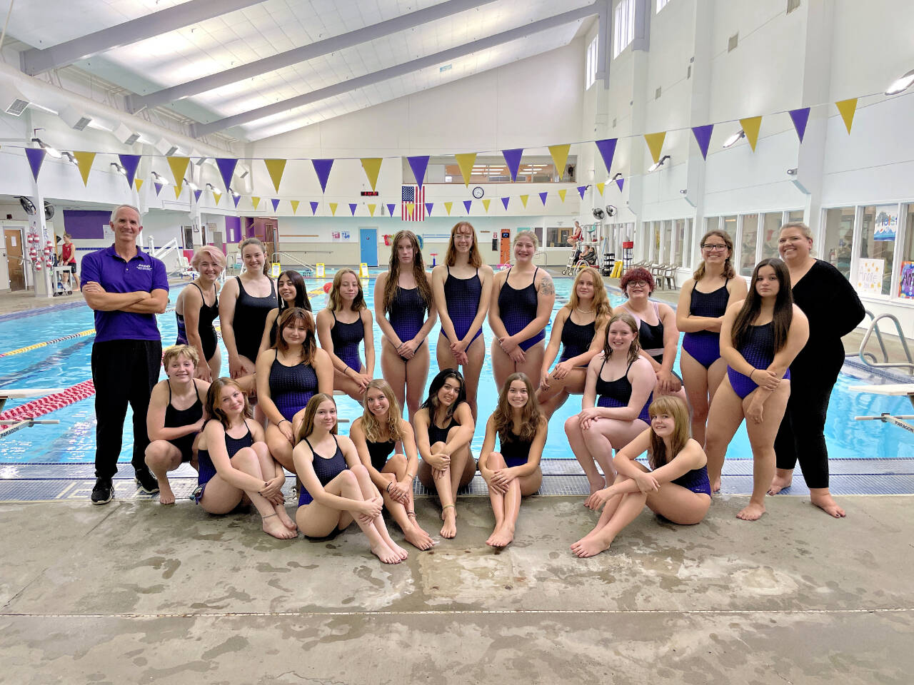 Photo by Wendy Morey
Sequim High School’s 2022 girls swimming squad capped their 2022 regular season in October. At least one relay is headed to the state meet set for next week in Federal Way.