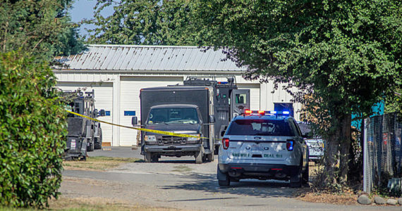Sequim Gazette file photo by Emily Matthiessen
Members of the Kitsap Critical Incident Response Team (KCIRT) investigate an active shooter situation off Priest Lane on Sept. 22 that resulted in the shooter’s death. He was later identified as 49-year-old Terris Vincent Hetland.