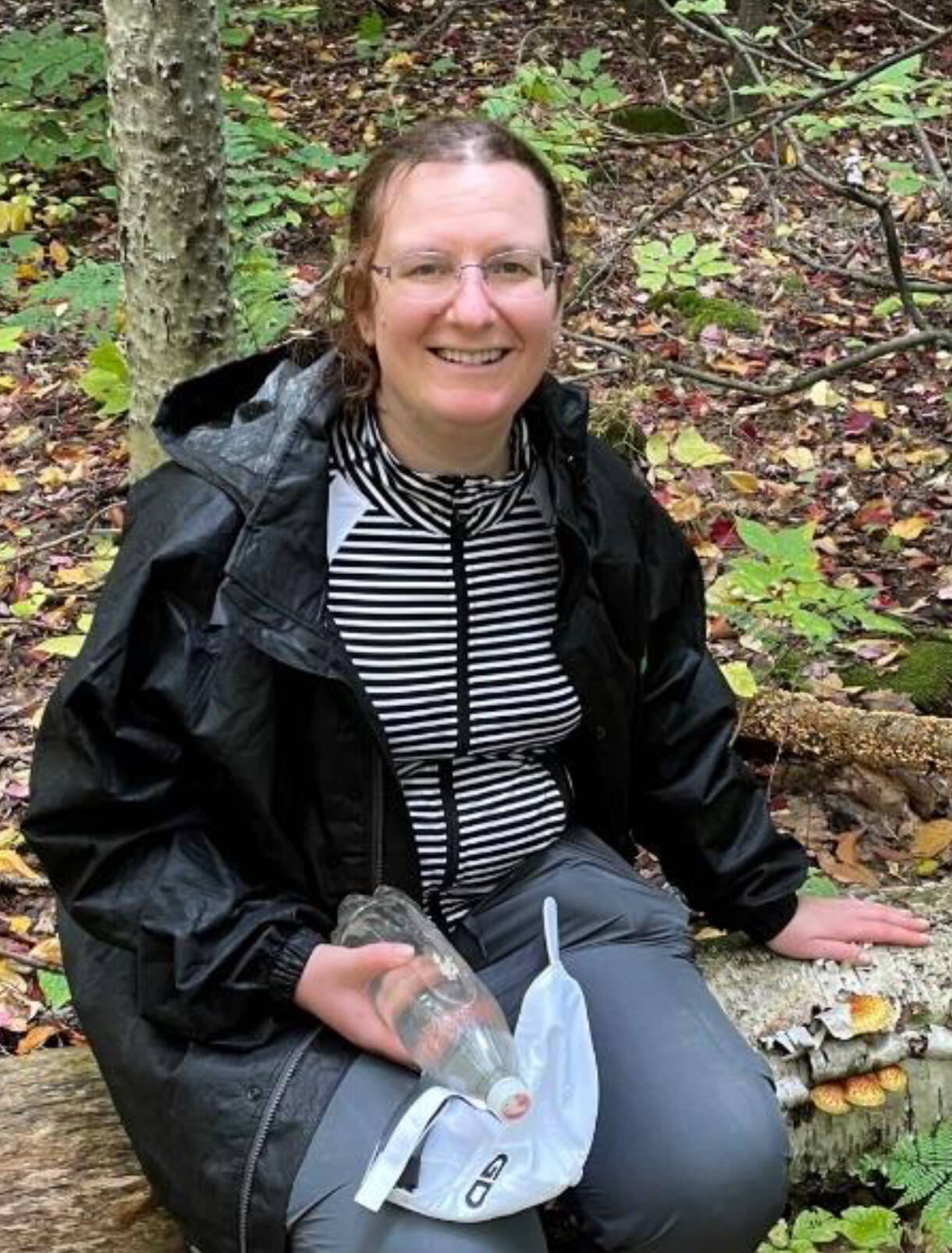 Submitted photo / Missing hiker Laura Macke is known to hike in a black and white striped shirt, black rain jacket and maroon colored, puffy jacket. She uses a green Nemo tent.