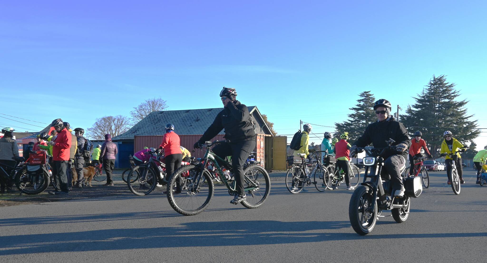 Sequim Gazette photo by Michael Dashiell / A record 66 riders turned out on Nov. 19 for the 2022 Cranksgiving event to benefit the Sequim Food Bank.