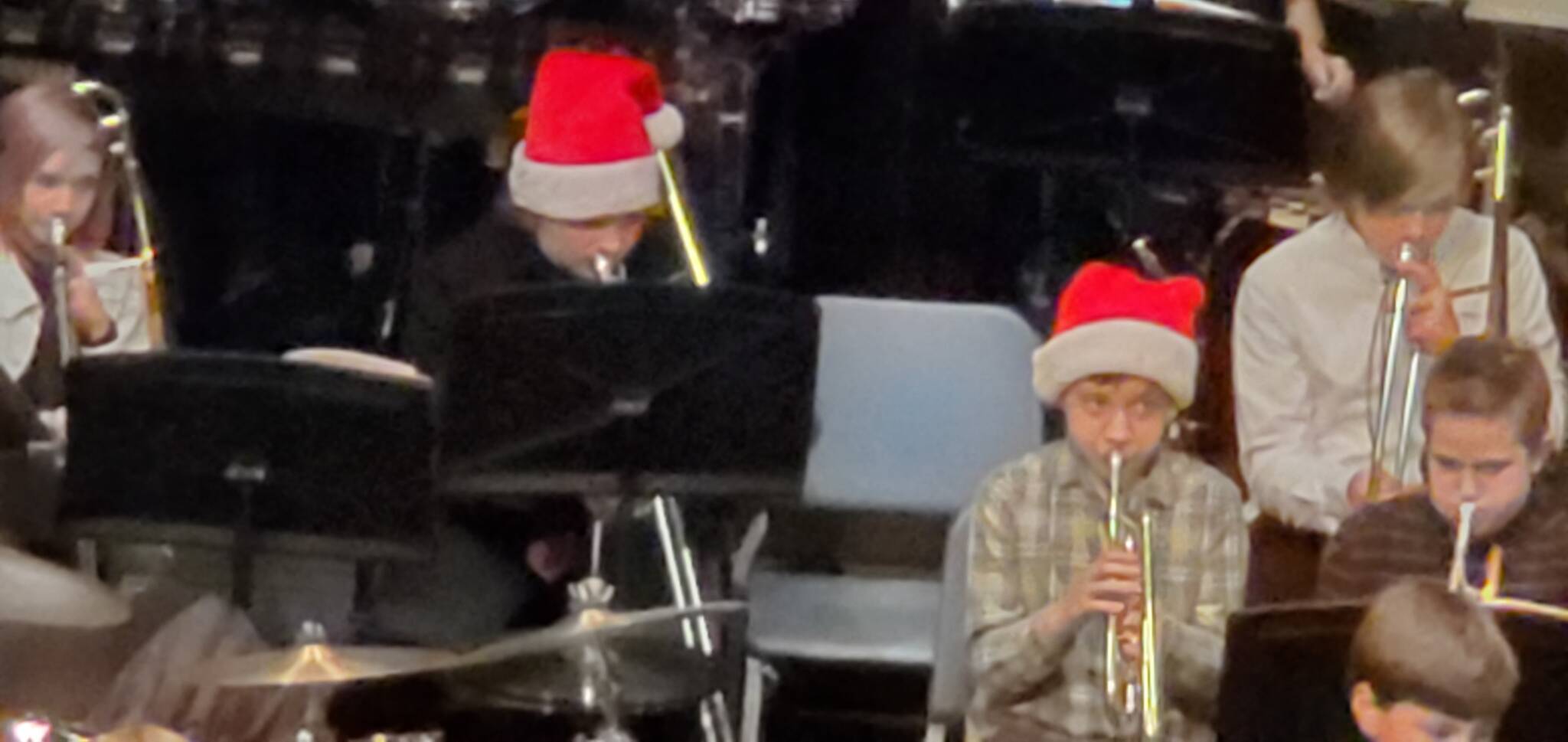 Submitted photo / As part of the Sequim Middle School band, Anthony Ingram plays trombone, seen here at a December show. His grandmother Joanne Tisch said he’s recovered from acute liver failure and bone marrow failure and remains active in a number of organizations.